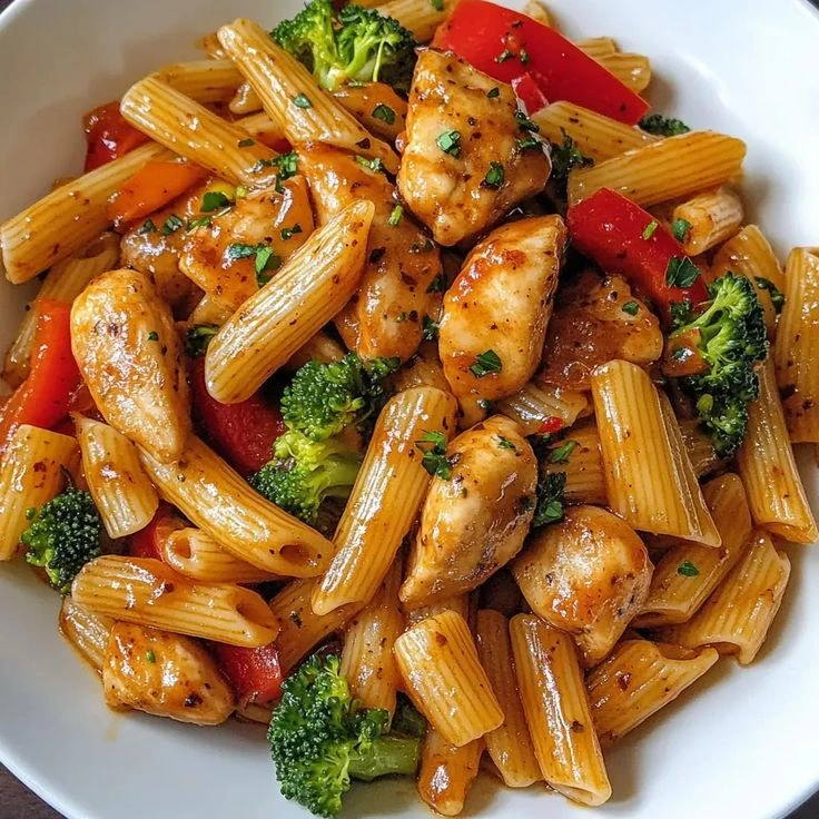 One-Pot Spicy Honey Garlic Chicken Pasta - Averyrecipes.webp